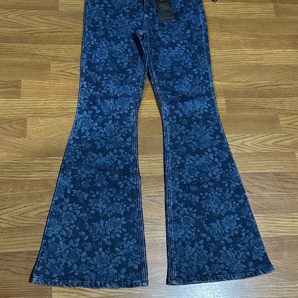 Sz 27 Lee Jeans Floral Flare High Rise NWT